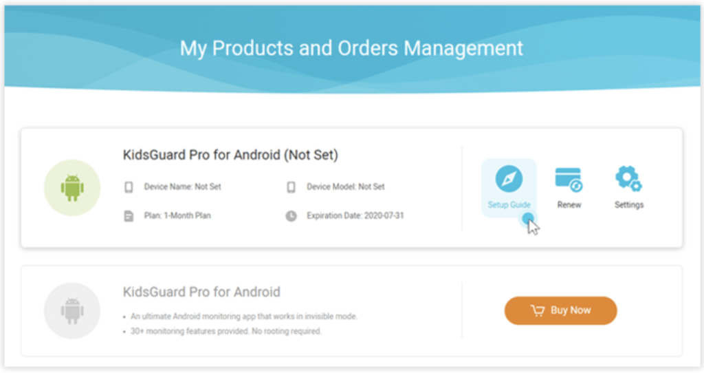 check the setup guide of kidsguard pro