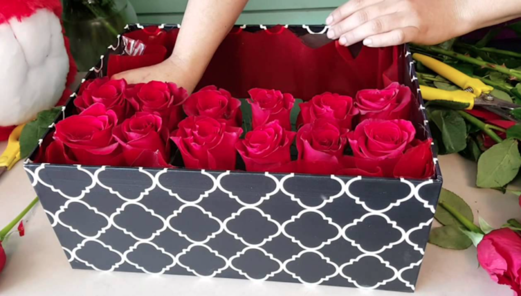 Making a Proposal with a Box of Long Lasting Roses