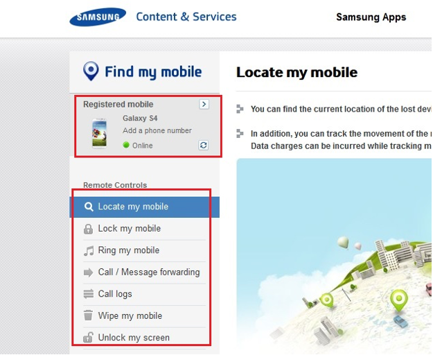 Samsung Find my mobile