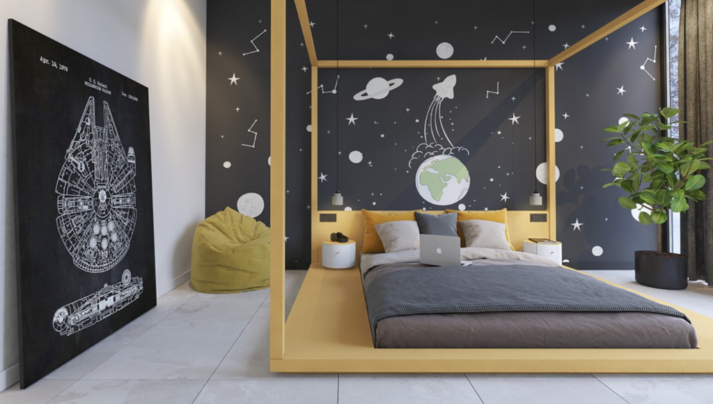 Cosmic art and design ideas for kids’ room