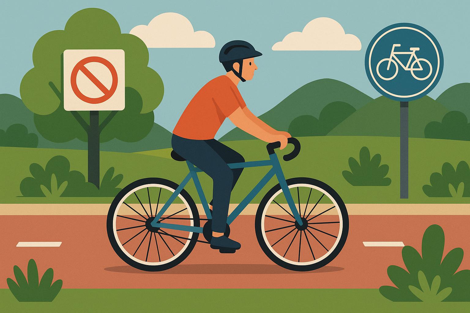 Bicycle on a city bike lane with safety gear, illustrating tips for riding safely and respectfully