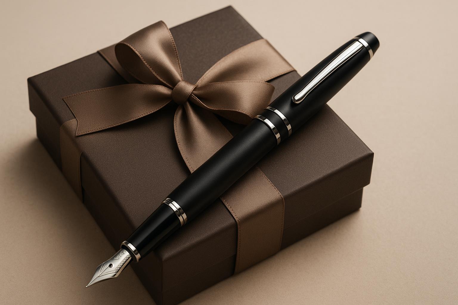 Luxury branded pens in an elegant box, ideal for executive corporate gifting and branding