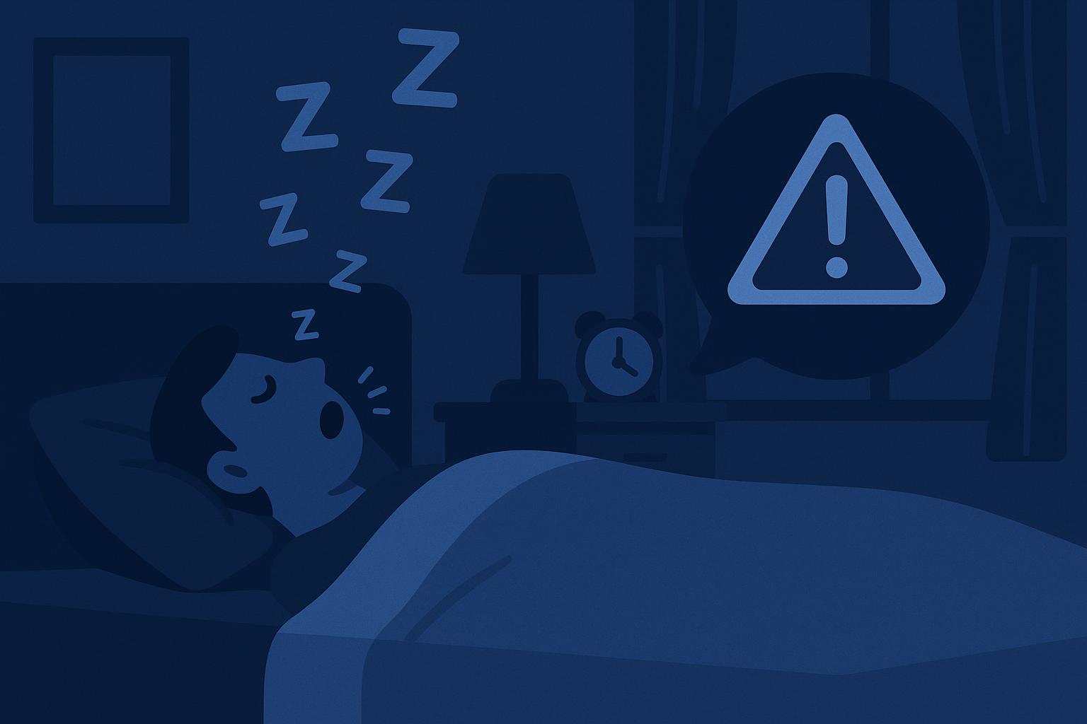 Person sleeping in bed with visible snoring, highlighting concerns about sleep and health risks