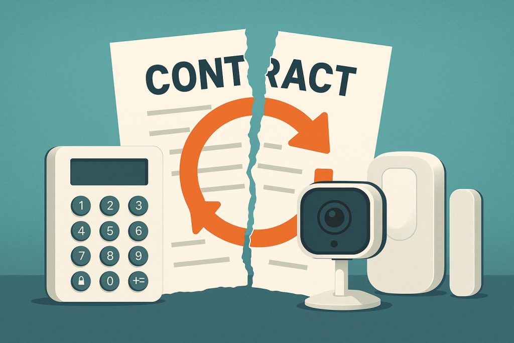 Smart home security devices symbolizing flexible, contract-free protection solutions