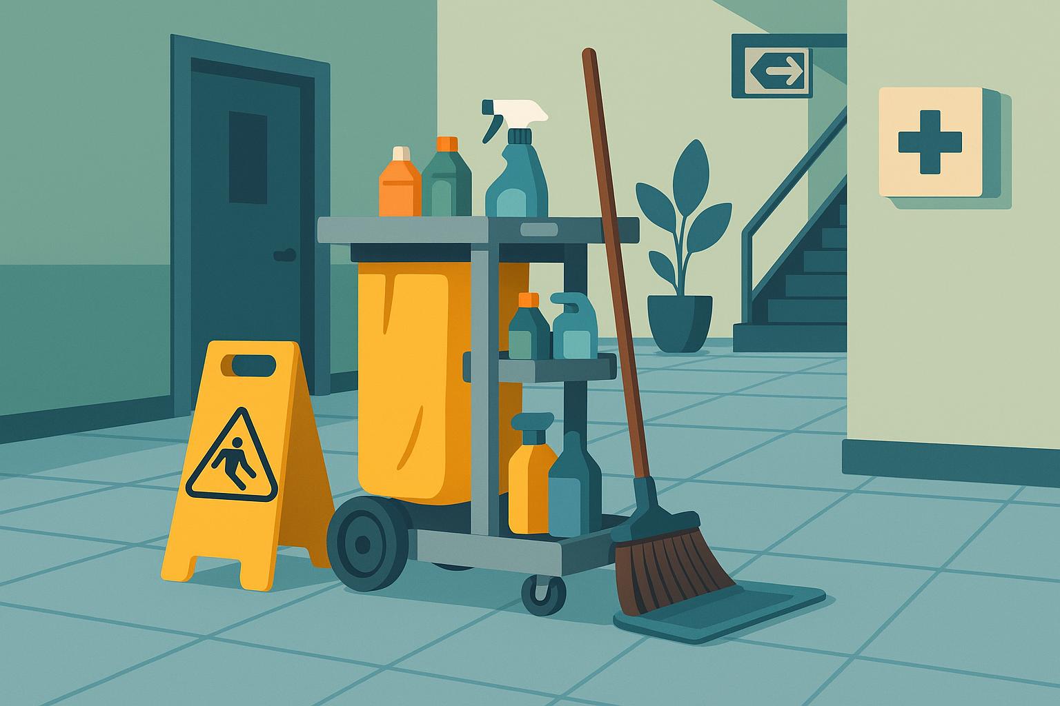 Campus facility manager reviewing safety protocols to reduce health risks in problem areas