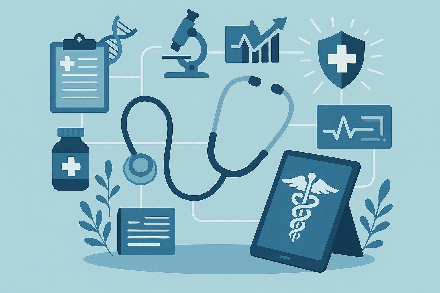 Nurse practitioner reviewing patient chart in modern healthcare setting