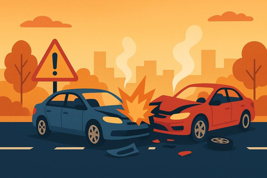 Car accident aftermath with safety tips, legal rights, and recovery resources for drivers