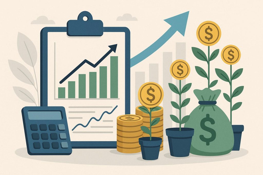 Graph showing financial growth and sustainability for small business financial forecasting strategies
