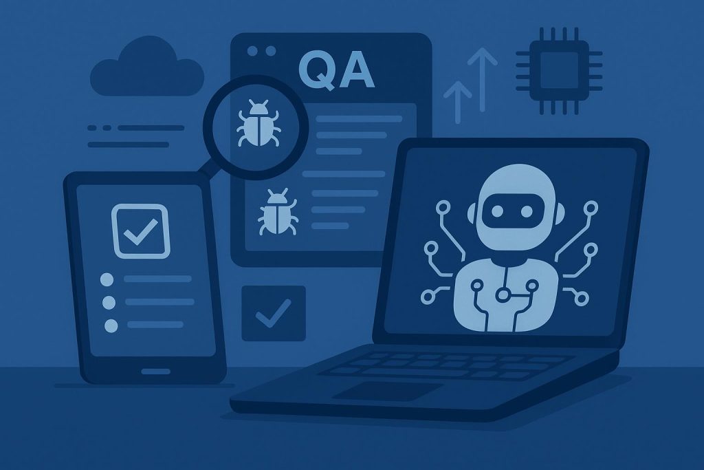 Automated software testing tools analyzing code, representing AI-driven quality assurance evolution