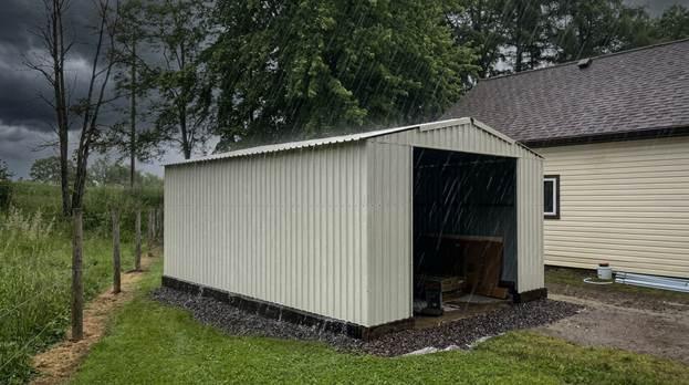 Steel shed details showing durability features