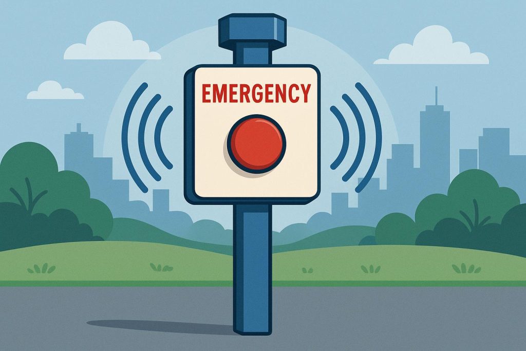 Emergency call button on a wall panel, highlighting safety and quick response functionality