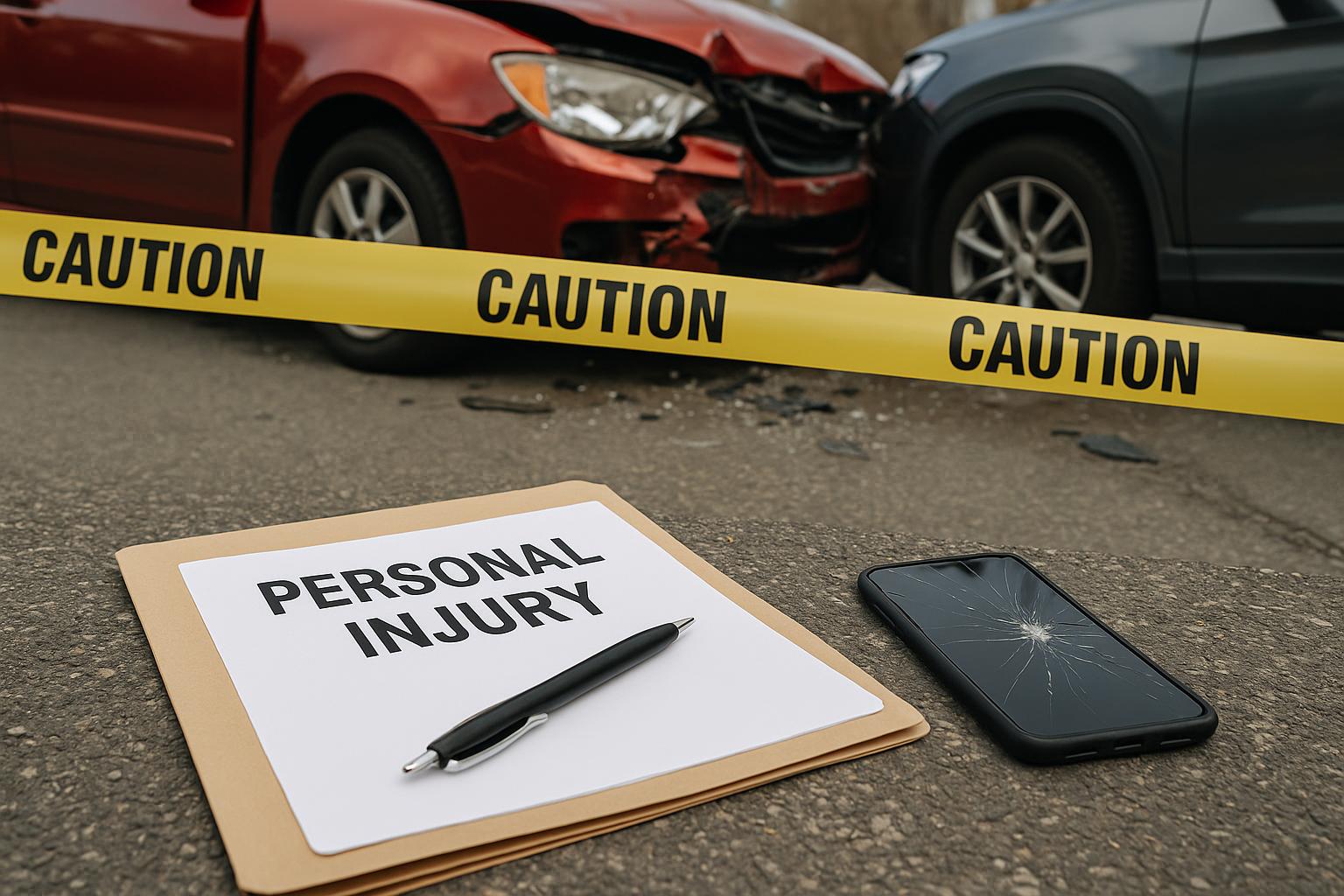 Scattered personal belongings on roadway highlighting overlooked details after an accident