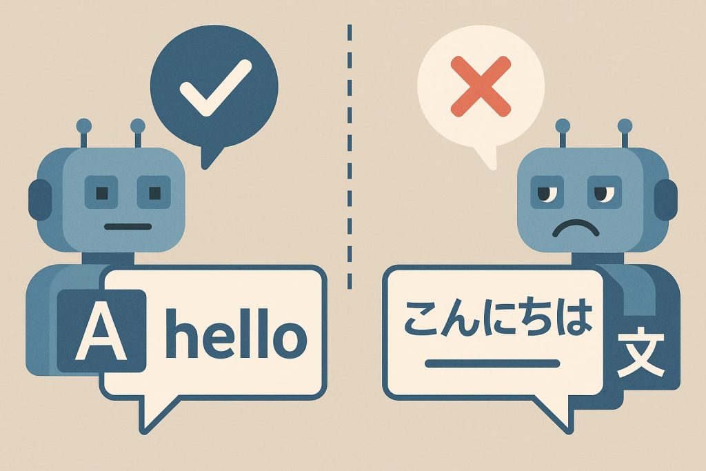 Two AI translation models displaying differing text outputs on digital screens