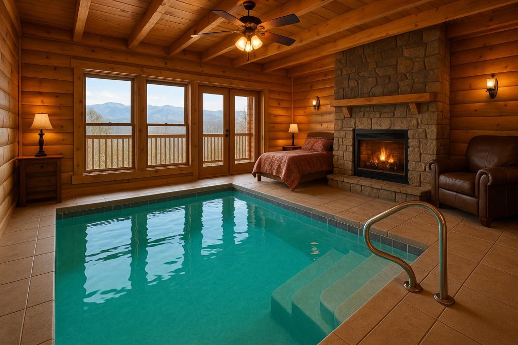 Cozy Gatlinburg cabin with indoor pool, ideal romantic retreat for couples in the mountains