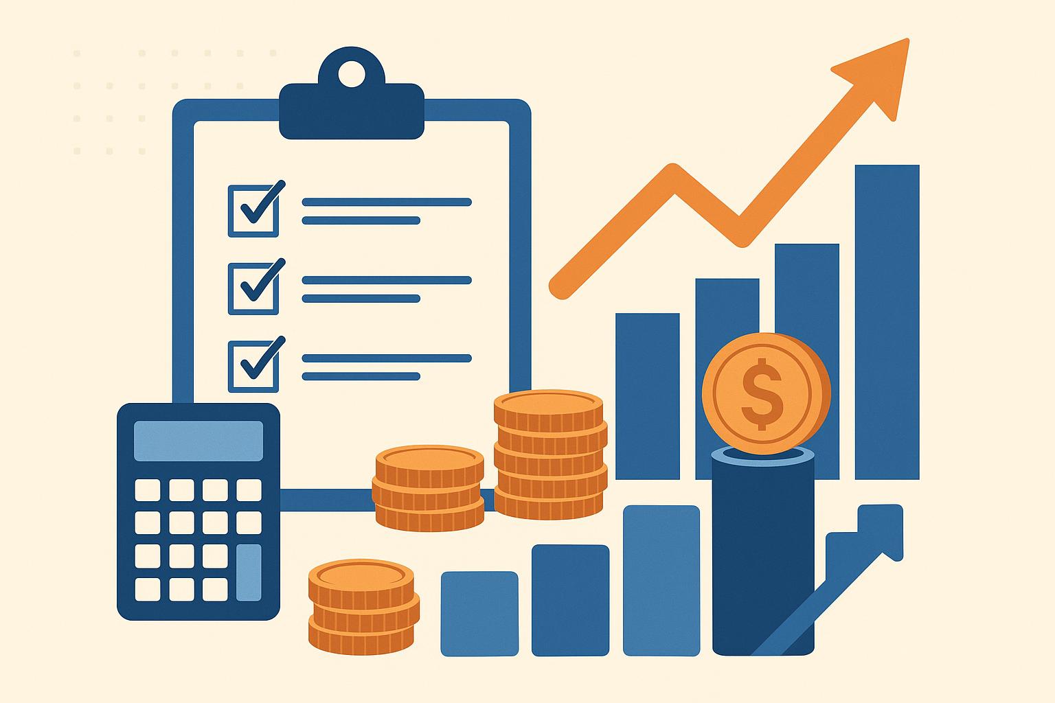Stack of coins and financial charts representing small business cash flow improvement strategies