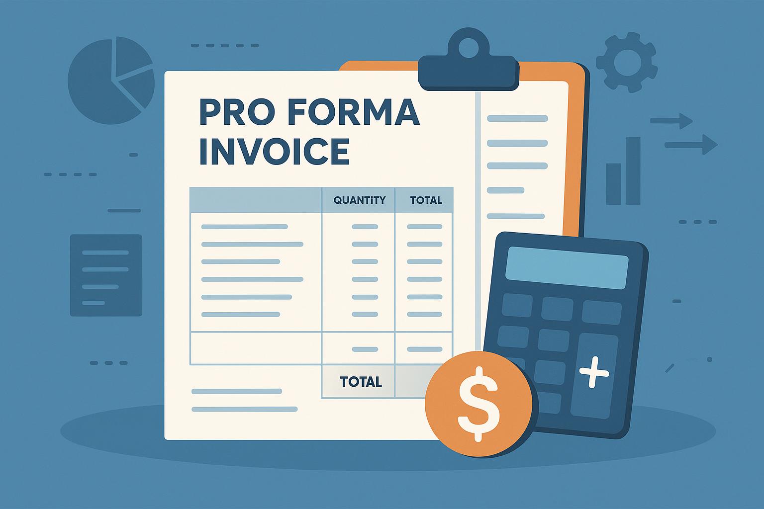 Pro forma invoice template on a digital device screen for modern business documentation