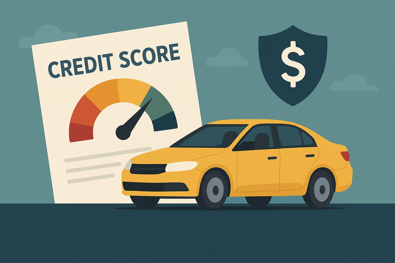 Credit score impact on car insurance rates with financial documents and automobile keys