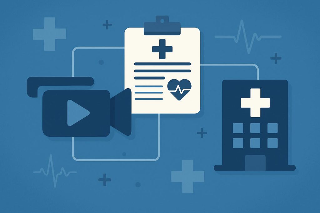 Medical professionals using video monitoring equipment to improve hospital safety and efficiency