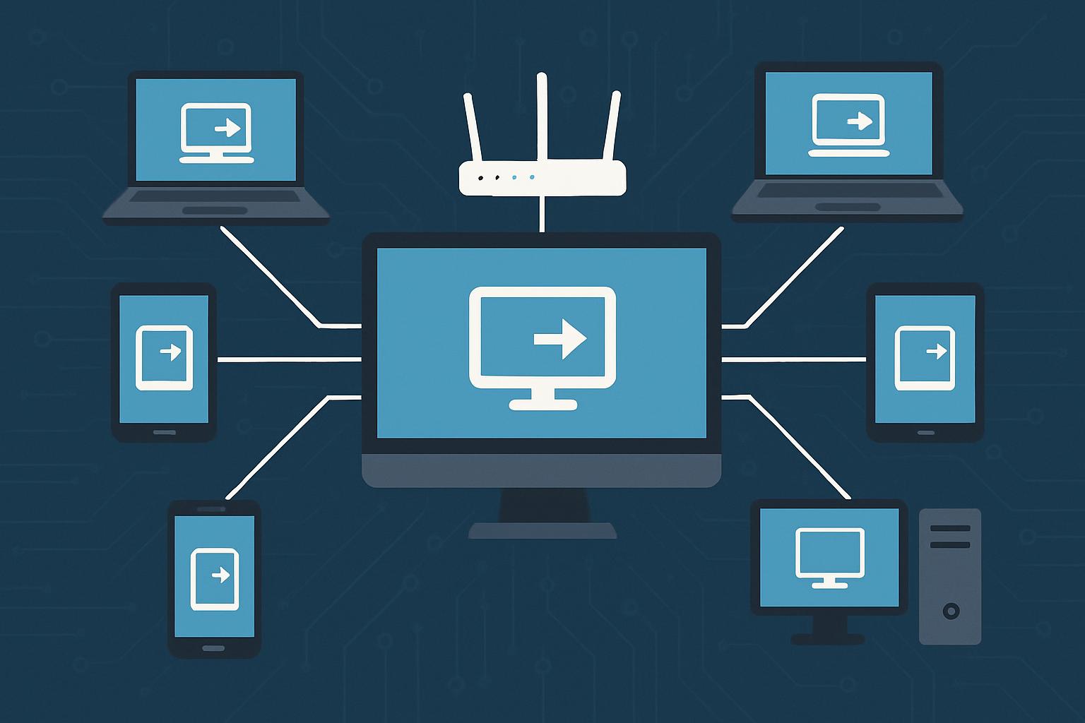 Top remote access software icons on digital devices, highlighting leading connectivity solutions