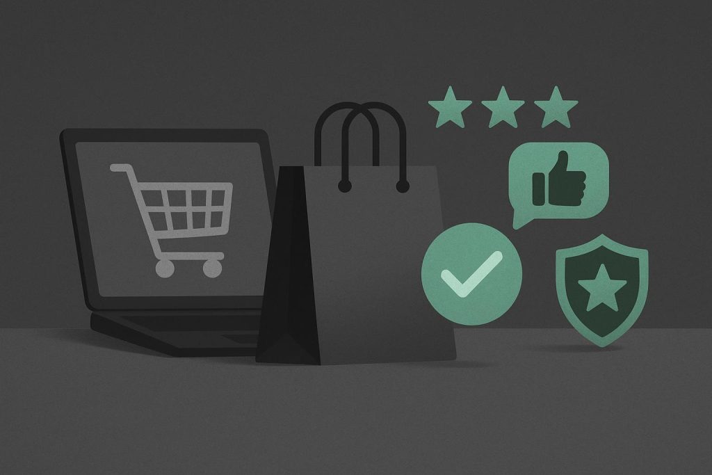 Digital trust indicators and security badges for gray-area e-commerce website credibility
