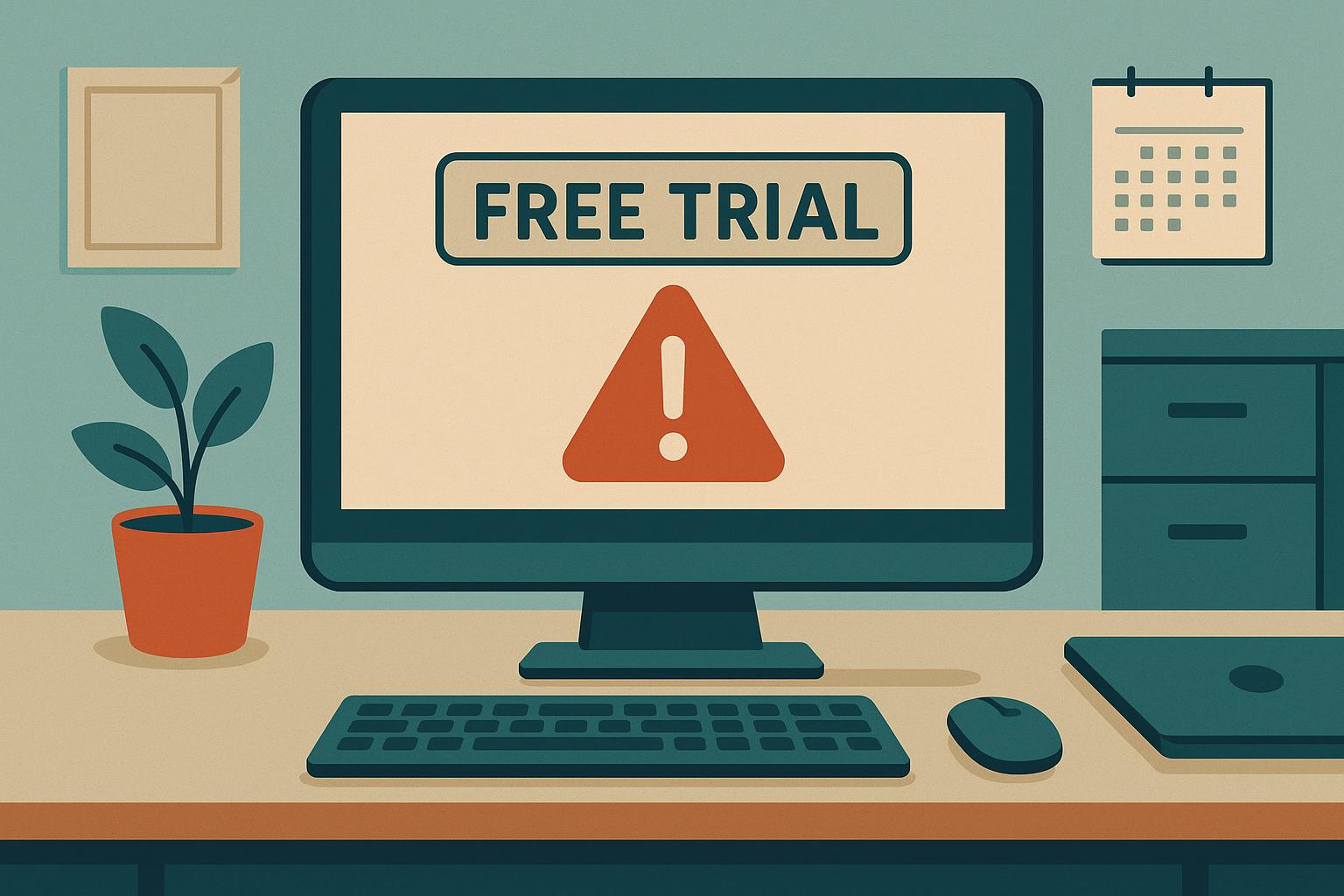 Broken SaaS dashboard with error message highlighting unnoticed free trial malfunction for startup
