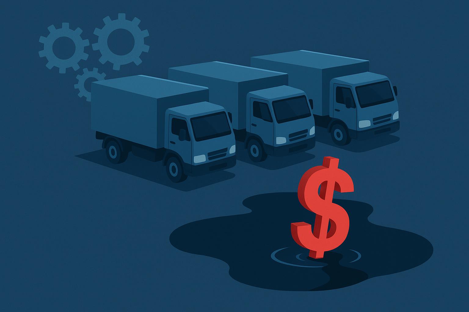 Commercial truck fleet parked at depot highlighting operational cost concerns for businesses