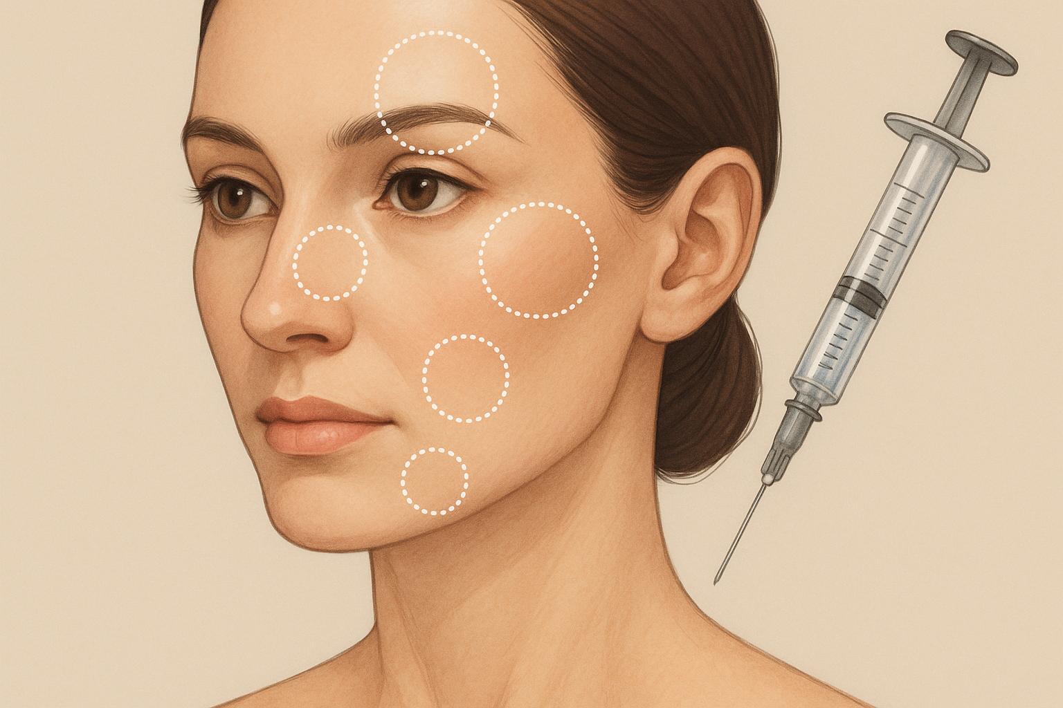 Hyaluronic acid gel application on six key anatomical zones for advanced skincare benefits