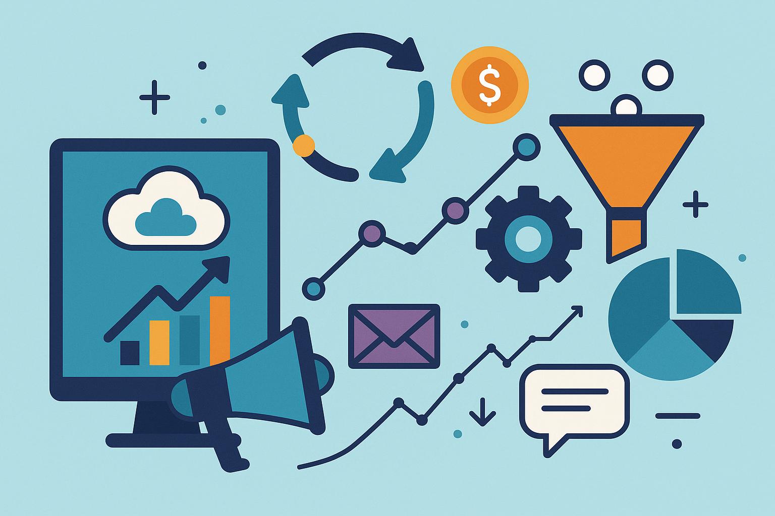 SaaS marketing system flowchart illustrating scalable strategies beyond lead generation