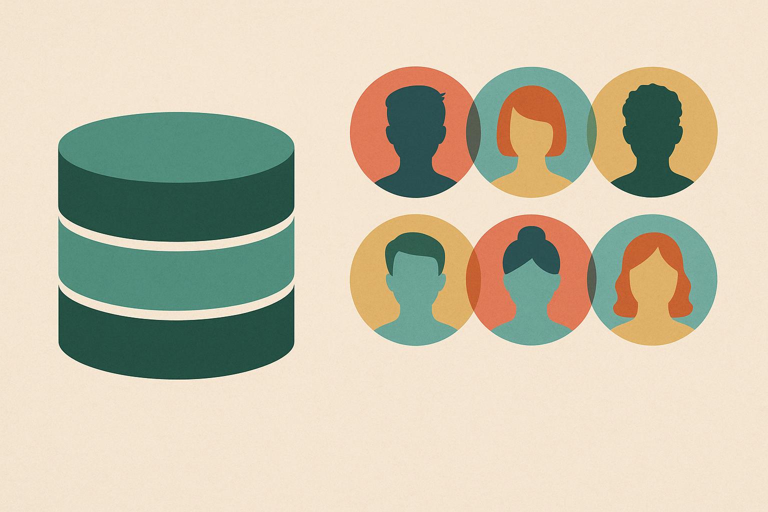Salon client segmentation concept with six distinct customer profiles highlighted in database context