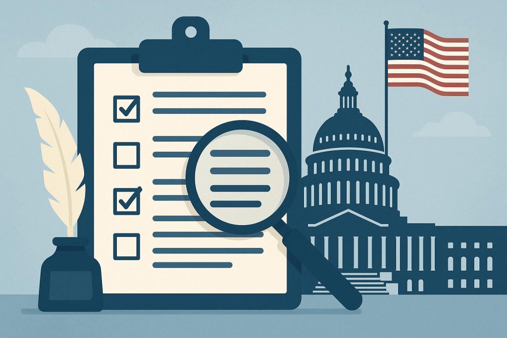 Illustration of key documents and data charts supporting high-skilled U.S. immigration evidence