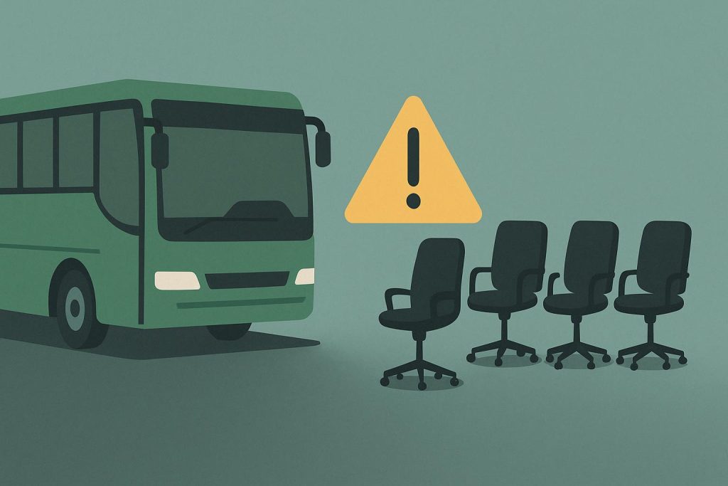 A lone city bus highlighting project risk and team vulnerability in organizational planning