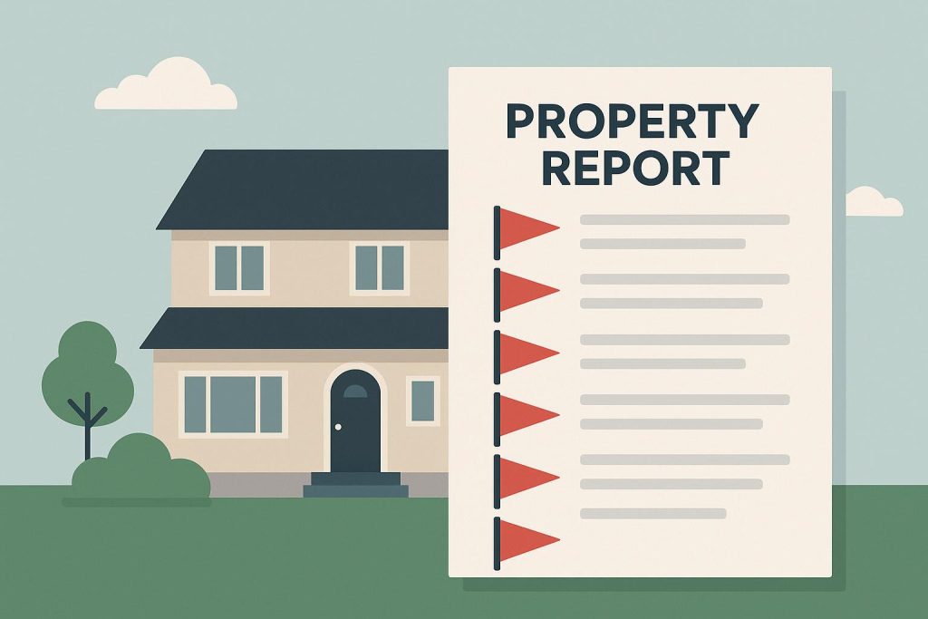Property report highlighting potential issues and warning signs before buying a home