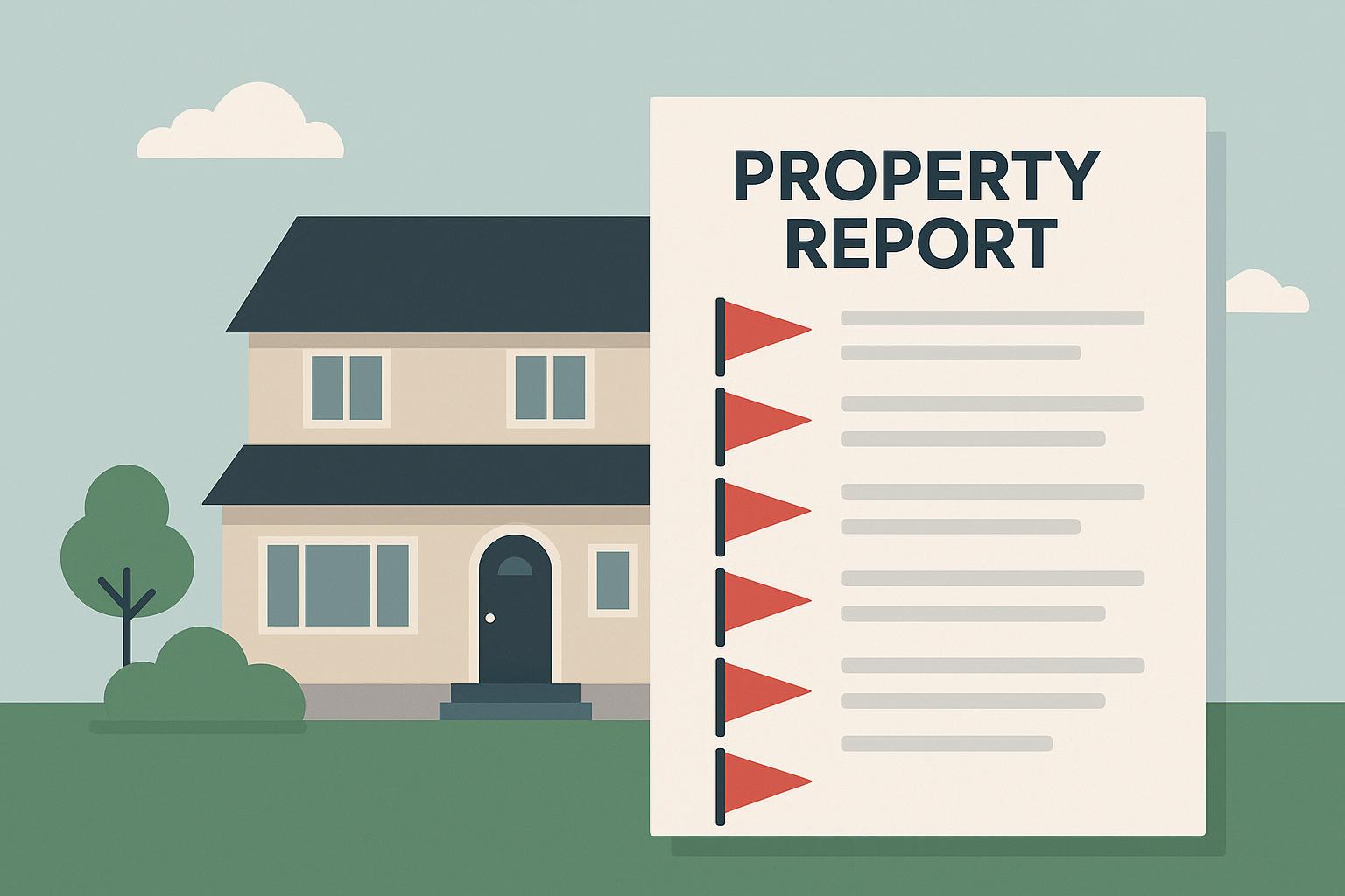 Property report highlighting potential issues and warning signs before buying a home