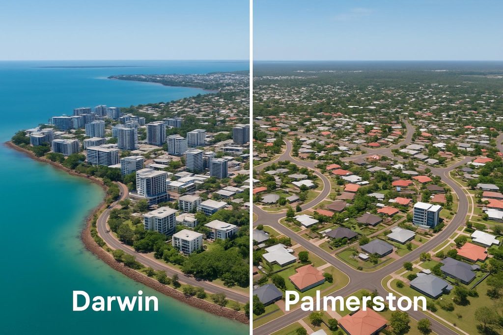 Modern homes in Darwin and Palmerston showcasing differences in property styles and landscapes