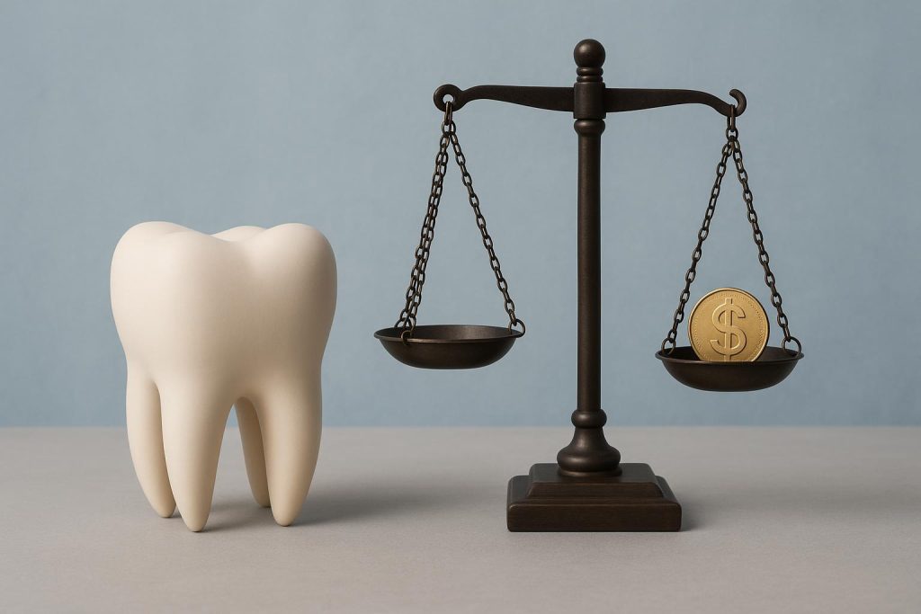 Dental tools and x-ray on clinic table illustrating potential costs of skipping check-ups