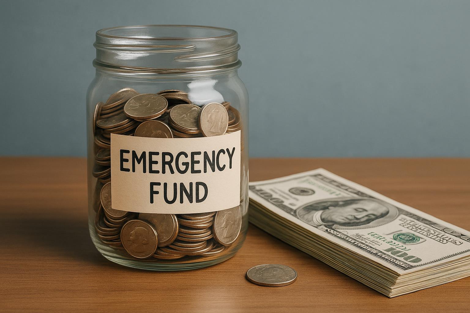 Stack of cash and coins symbolizing emergency funds and personal financial security