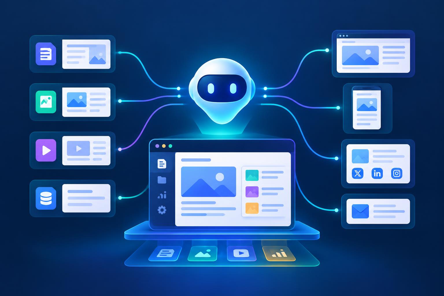 Modern agentic CMS dashboard interface illustrating content management workflows and automation